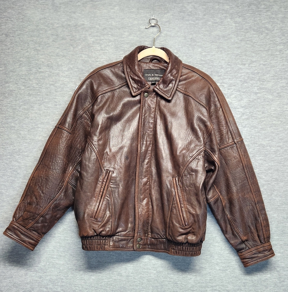Vintage Y2K Croft & Barrow Jacket Classic Leather Bomber Aviator Streetwear